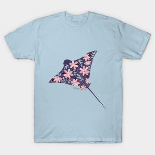 Floral Stingray - Muted Cool Colors T-Shirt